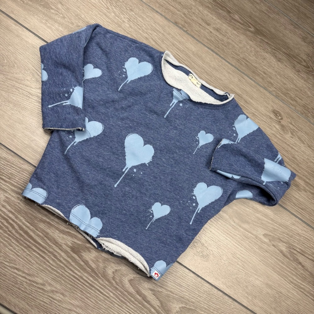 Appaman Kids Sweatshirt Drip Heart Graphic Raw Edge Blue 5